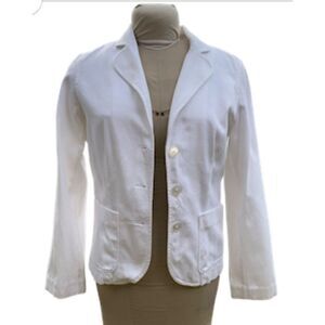 Duck  Head Pique 3-Button Blazer White Front Pockets Sz. S Spring Summer